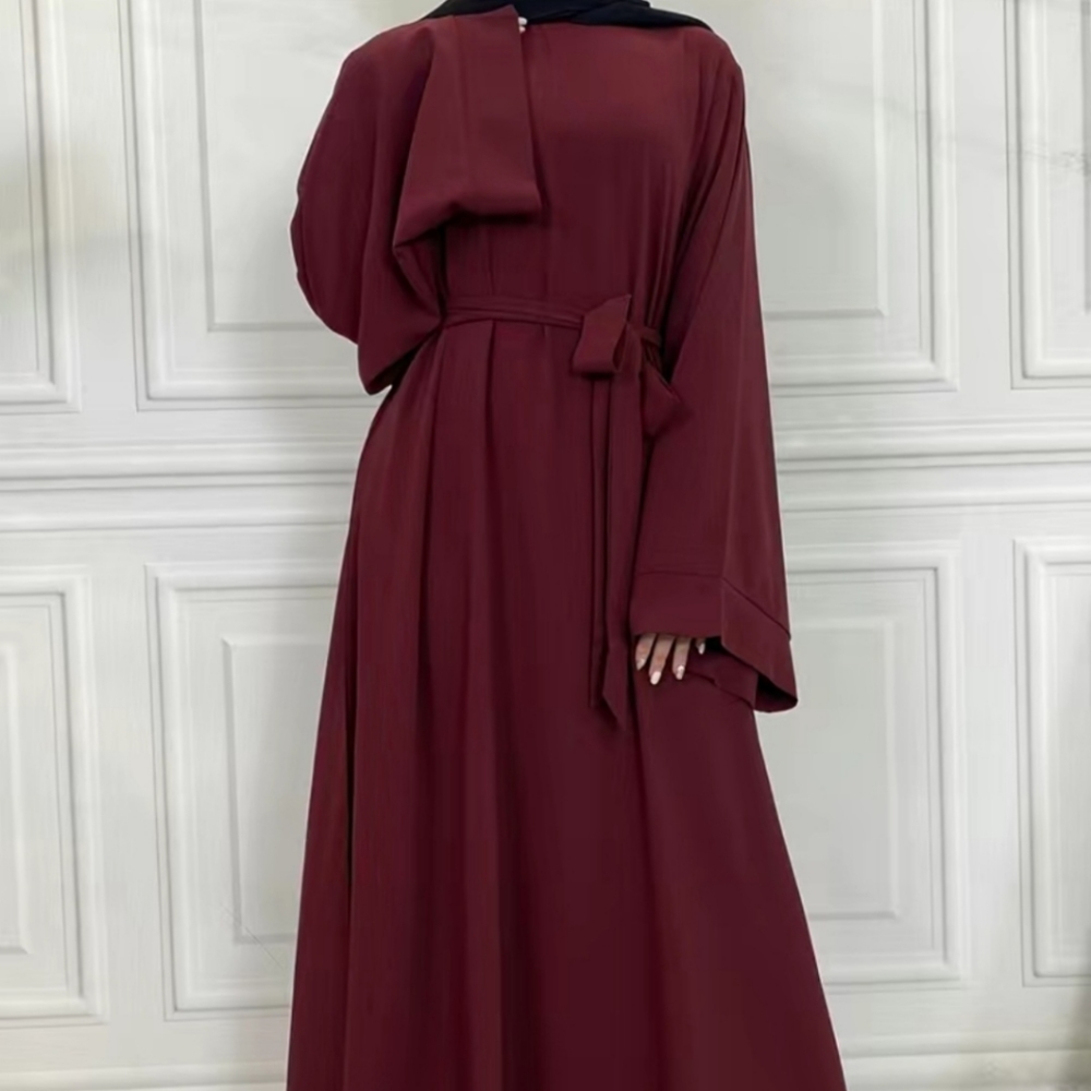 Red Abaya Dress with Belt